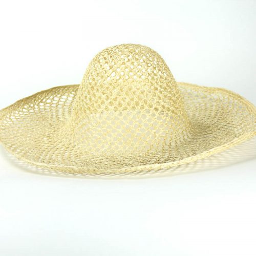Openweave sisal 6" hatbody with closed tip. Weave resembles a wicker chair weave.
