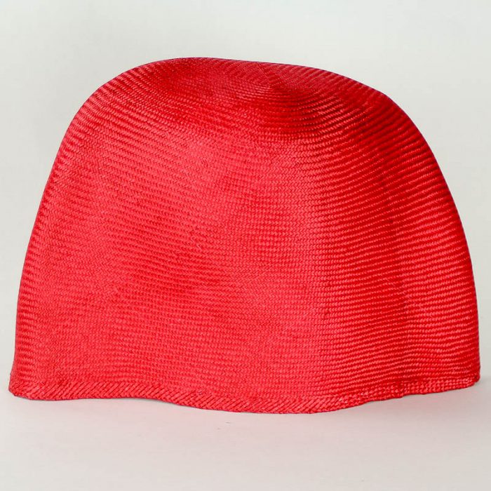 Scarlet Red Grade One Parasisal hood. Finely woven straw with sheen
