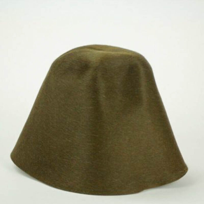 Loden green salome hood, or cone shape.