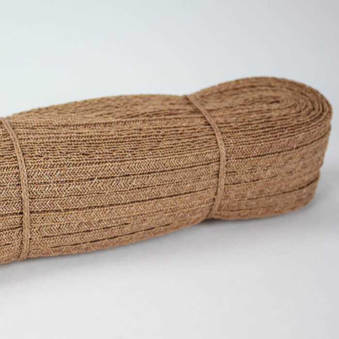 Abaca Hemp Braiding, in 144 yard hank. The natural is available in 11-12 mm width and 5-6 mm width. Good quality.