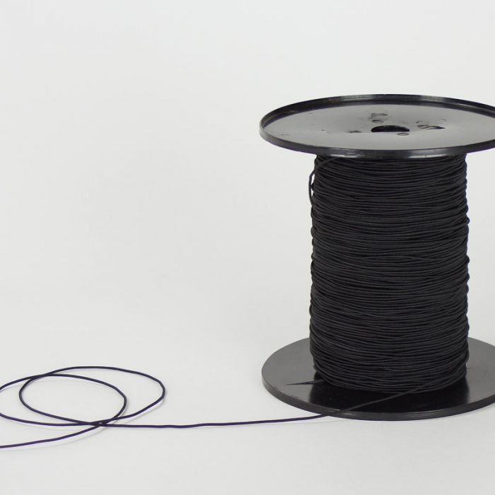 Round 1/16" diameter, elastic cord to hold hat position.