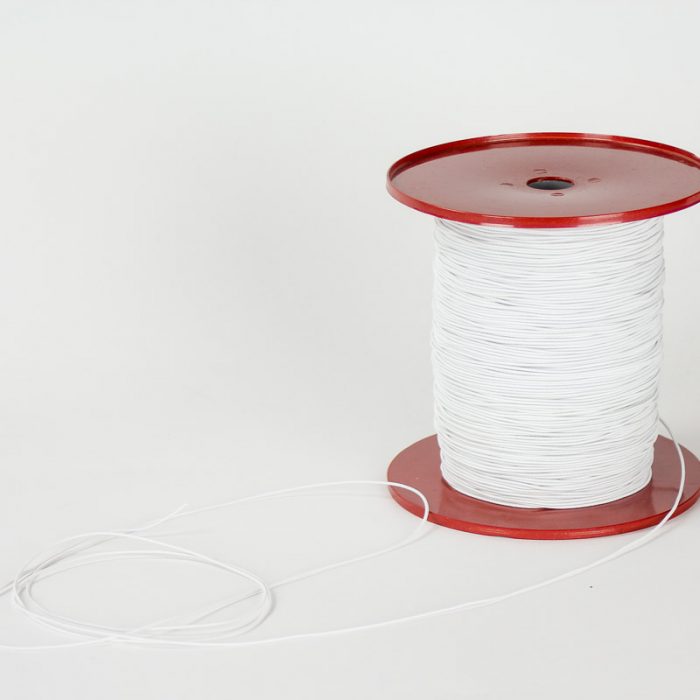Round 1/16" diameter, elastic cord to hold hat position.