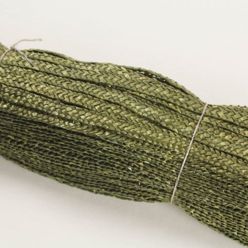 Green straw braid in standard Milan weave