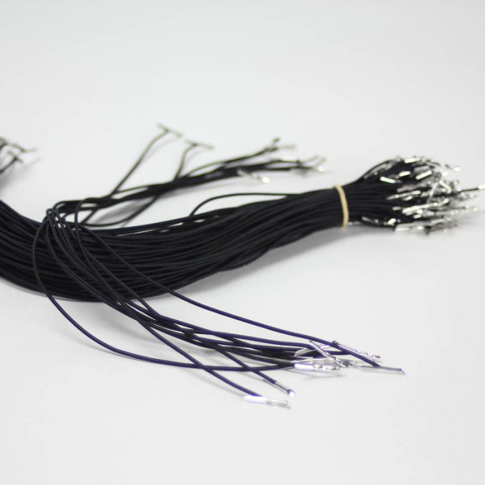 Round elastic cord with barbed ends, 12 inch length.