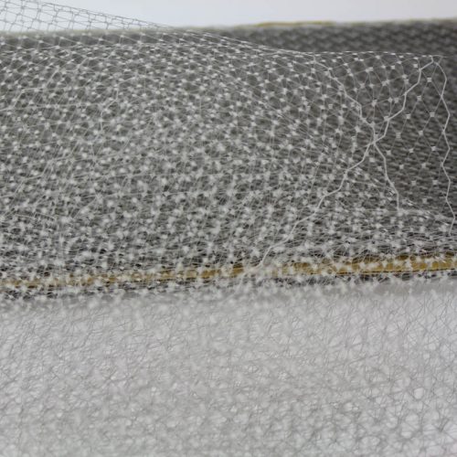 Grey Standard diamond pattern with 1/4 inch opening, 8-9 inch width, 100% nylon.