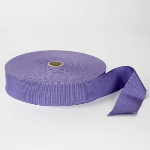 Lavender. Made in France. Blend of 44% rayon/ 56% cotton grosgrain belting with a saw-tooth edge.