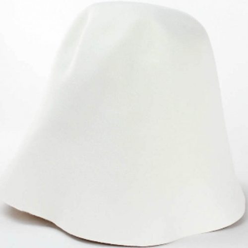 Off-white Velour hood, or cone shape, finish on outside only. Plush velour velvet look on outer side.