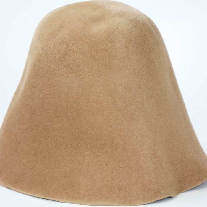 camel Brown hood, or cone shape, with velour finish on outside only.