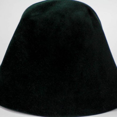 Very deep emerald green hood, or cone shape, with velour finish on outside only.