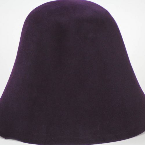 Deep eggplant hood, or cone shape, with velour finish on outside only.