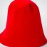 Bright Red hood, or cone shape, with velour finish on outside only.shape.