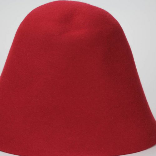 Deep Red color in 100% rabbit fur felt, excellent quality with standard felt finish.