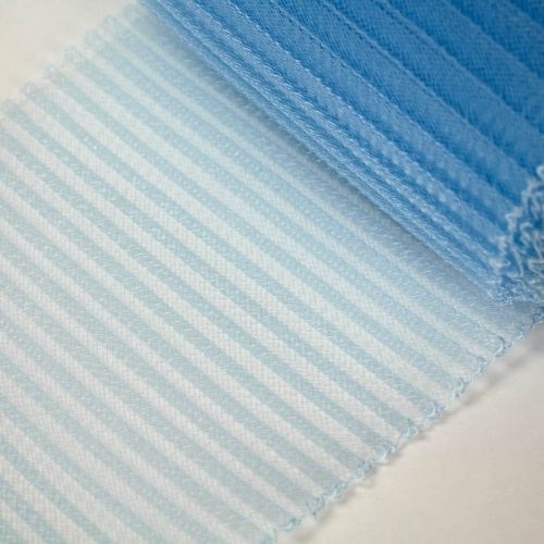 Pastel Blue polyester, very flexible, 1/4 inch pleats.
