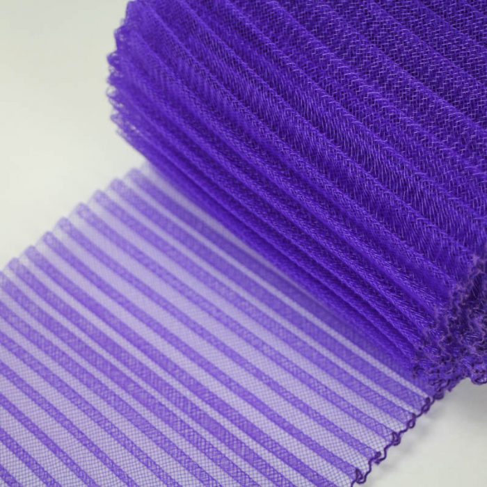 Purple polyester, very flexible, 1/4 inch pleats.