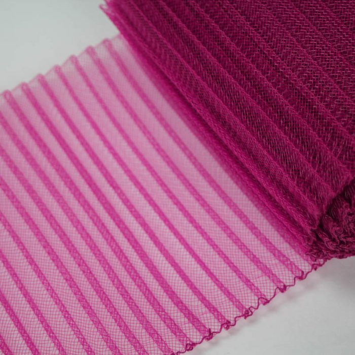 Fuchsia Pink polyester, very flexible, 1/4 inch pleats.