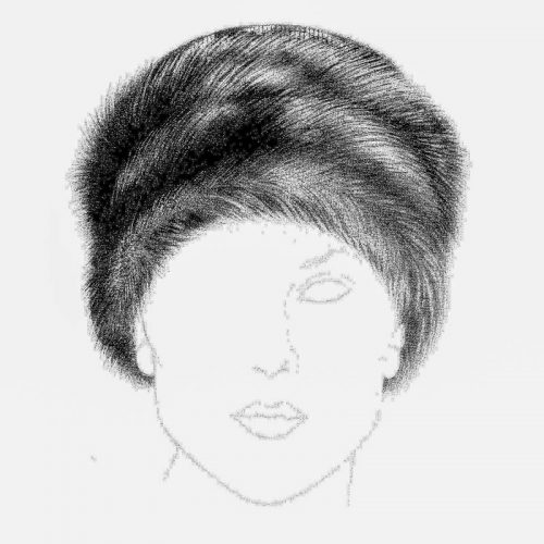 Head-hugging hat with elegance. Use tapestry fabric or faux fur.
