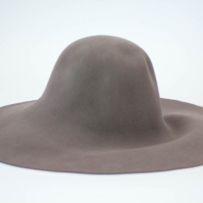 Mushroom or Mink brown capeline with suede finish.