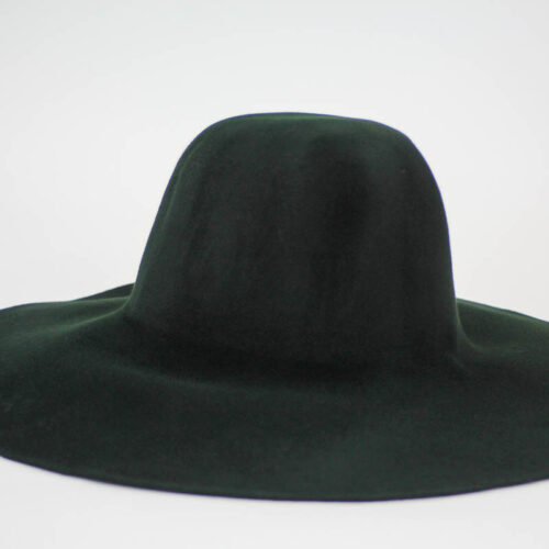 Deep green suede capeline.