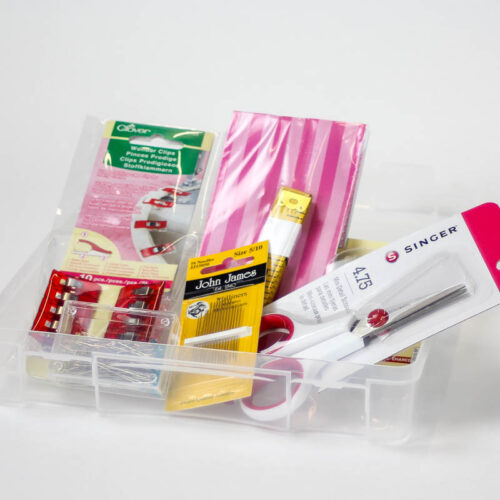 A millinery sewing kit with all the pieces you need in one handy, portable package.