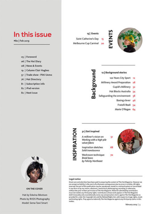 The Hat Magazine Feb 2019 Issue 80 index