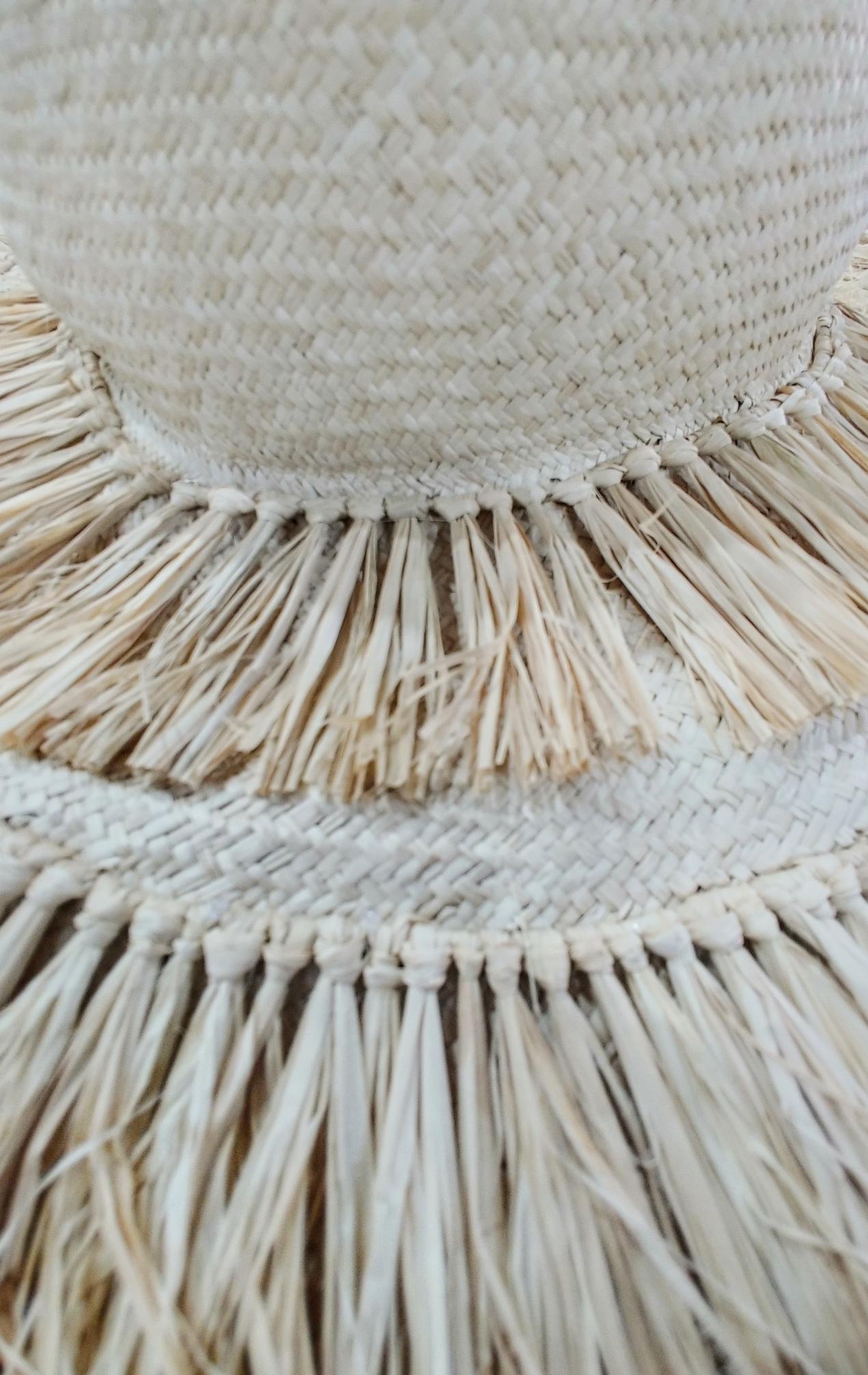 Natural Raffia Straw Capeline, Fringe Hat - Judith M Millinery